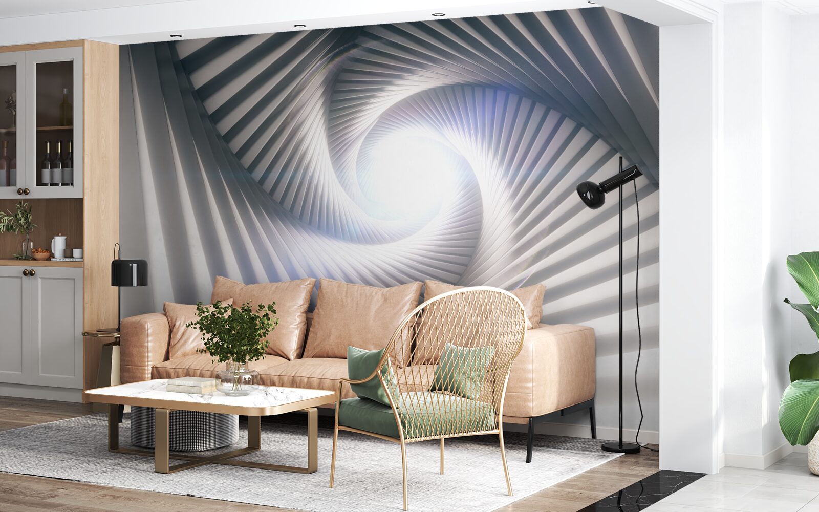 Fotobehang de trechter, die voortdurend groeit, is grijs van kleur