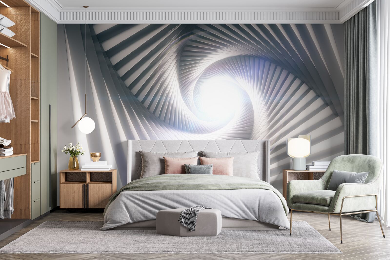 Fotobehang de trechter, die voortdurend groeit, is grijs van kleur