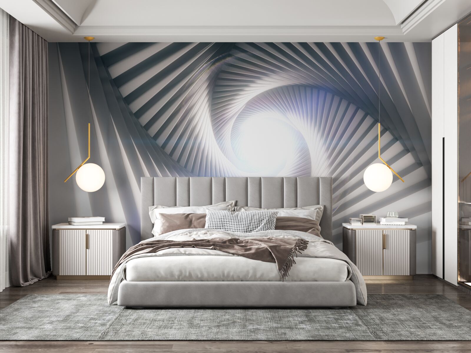 Fotobehang de trechter, die voortdurend groeit, is grijs van kleur