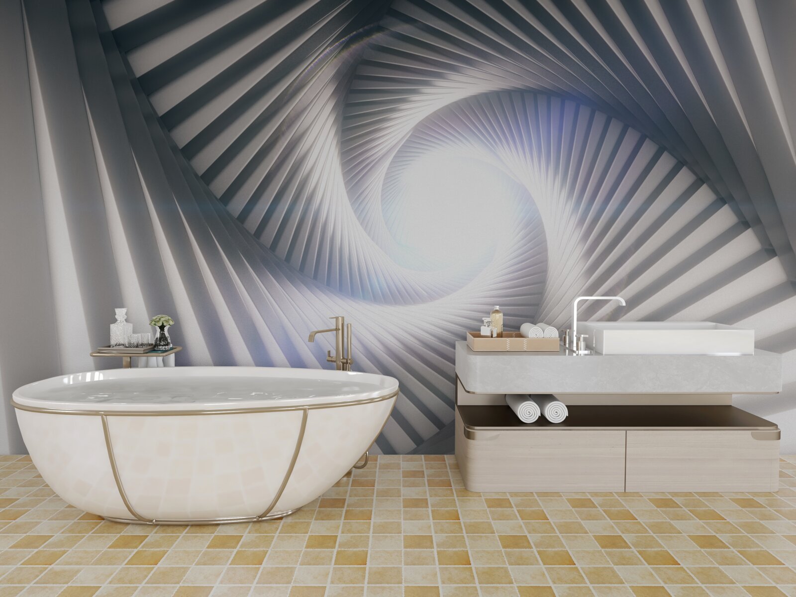 Fotobehang de trechter, die voortdurend groeit, is grijs van kleur