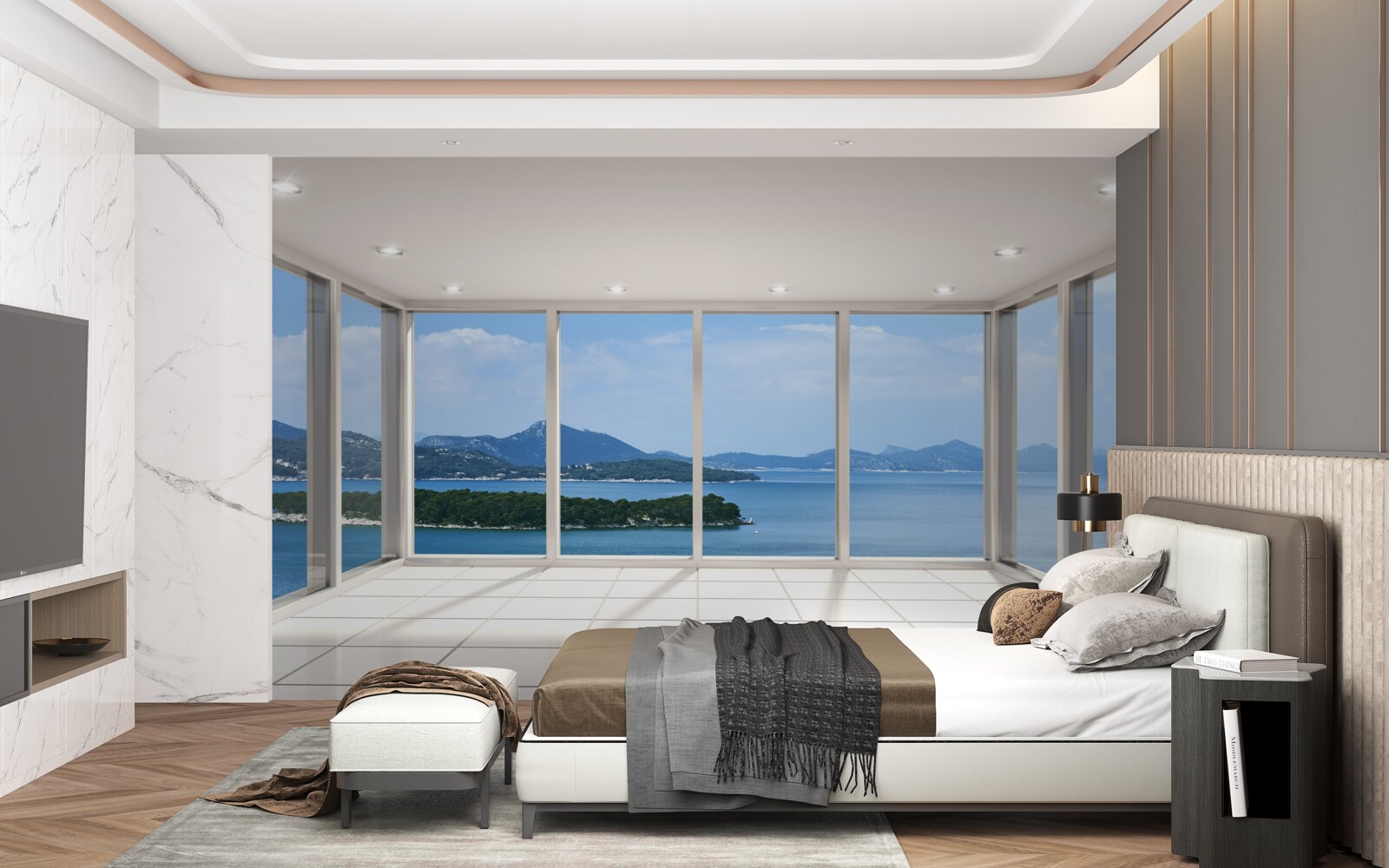 Fotobehang weids uitzicht op de oceaan