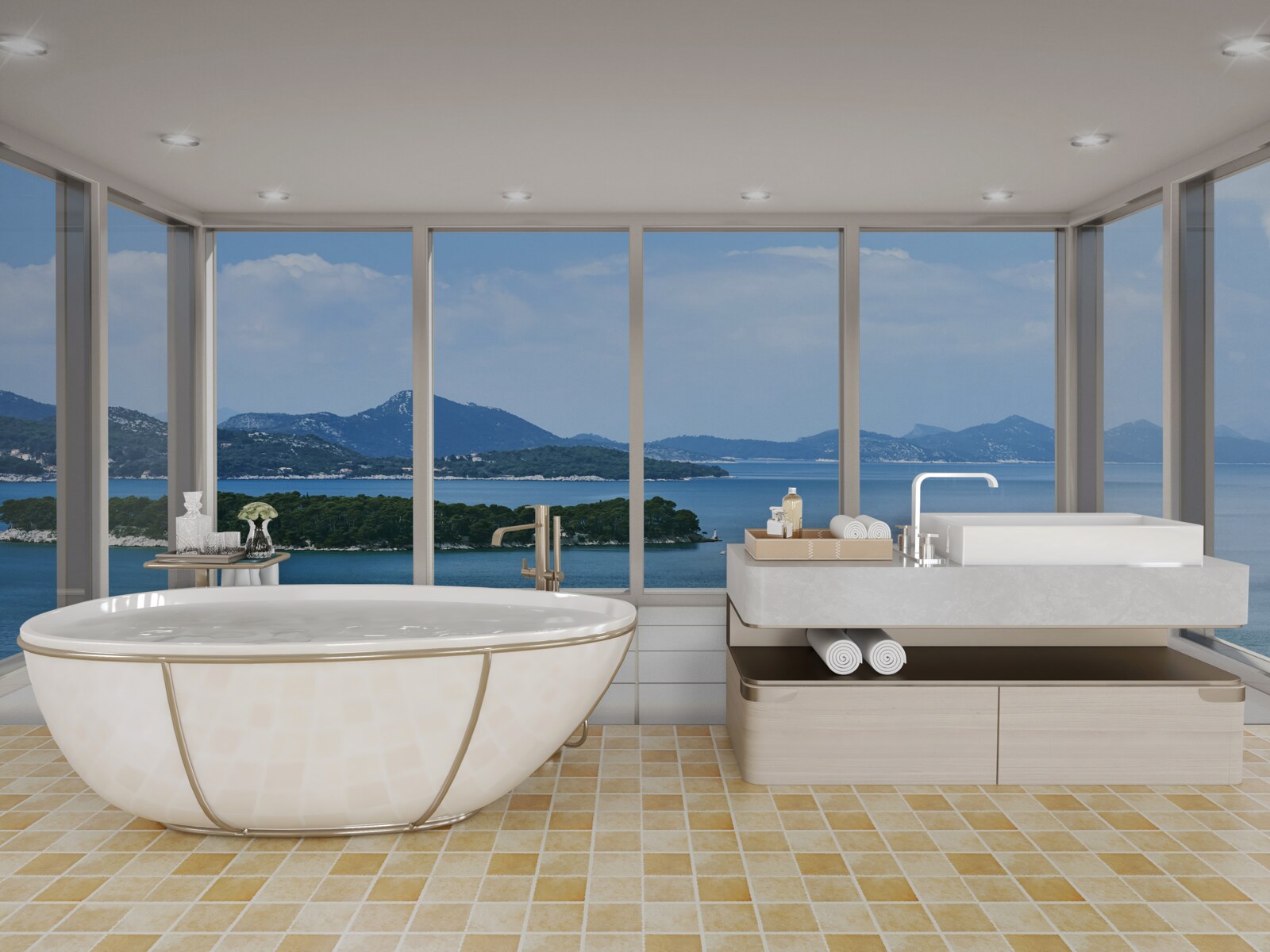 Fotobehang weids uitzicht op de oceaan