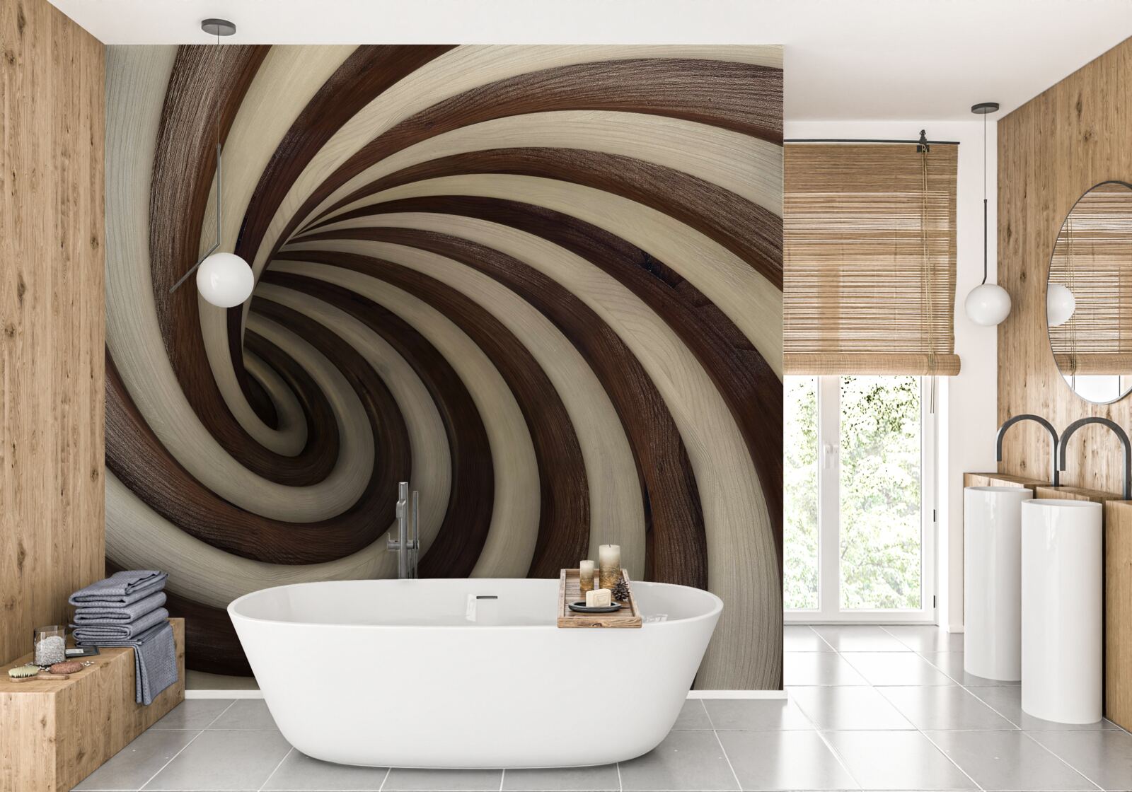 Fotobehang spiraaltunnel van chocolade