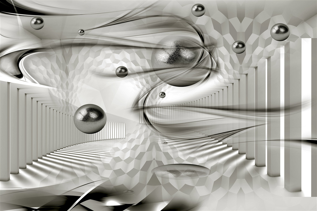 Fotobehang verschillende geometrieën in grijstinten