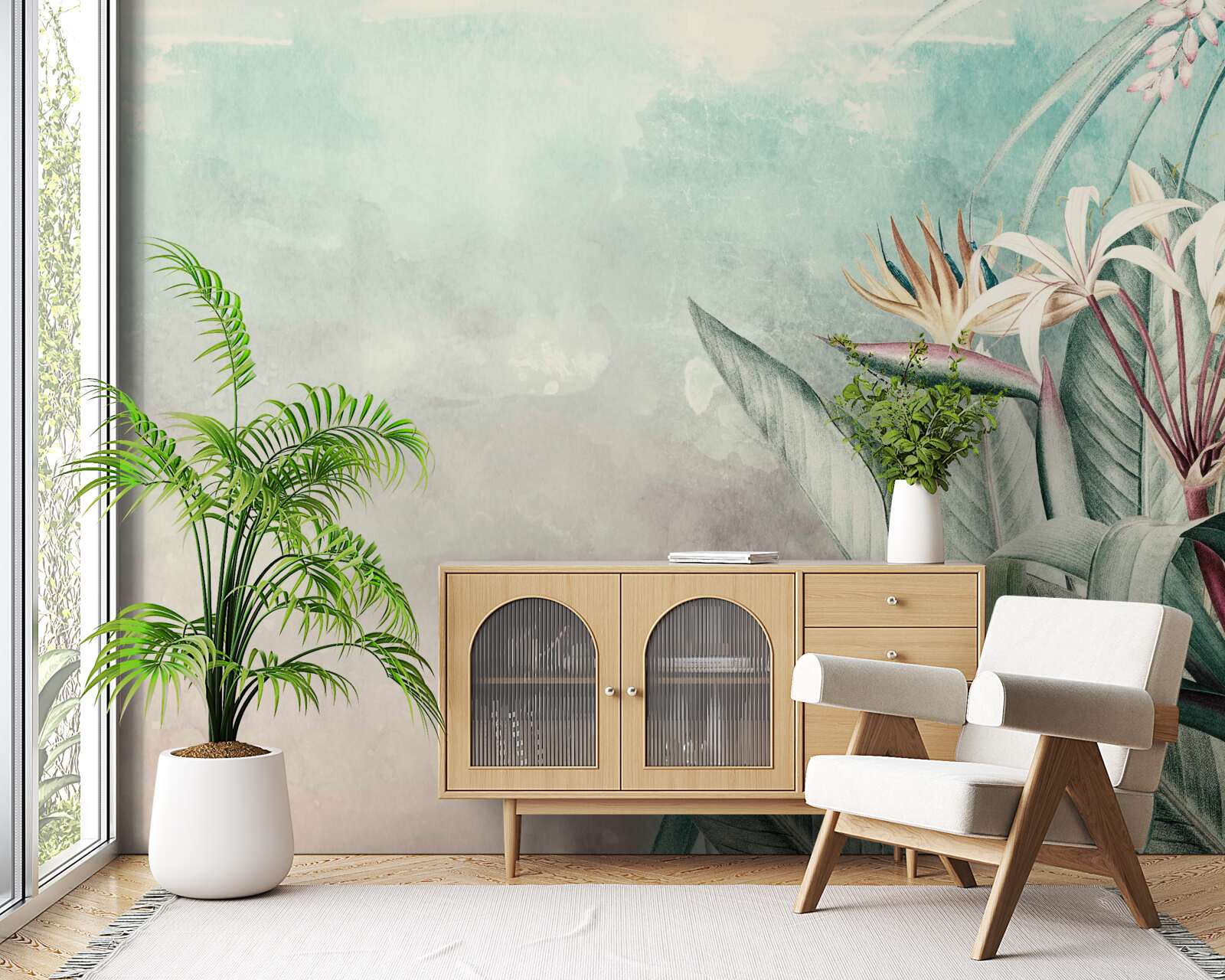 Fotobehang modieus groen blad