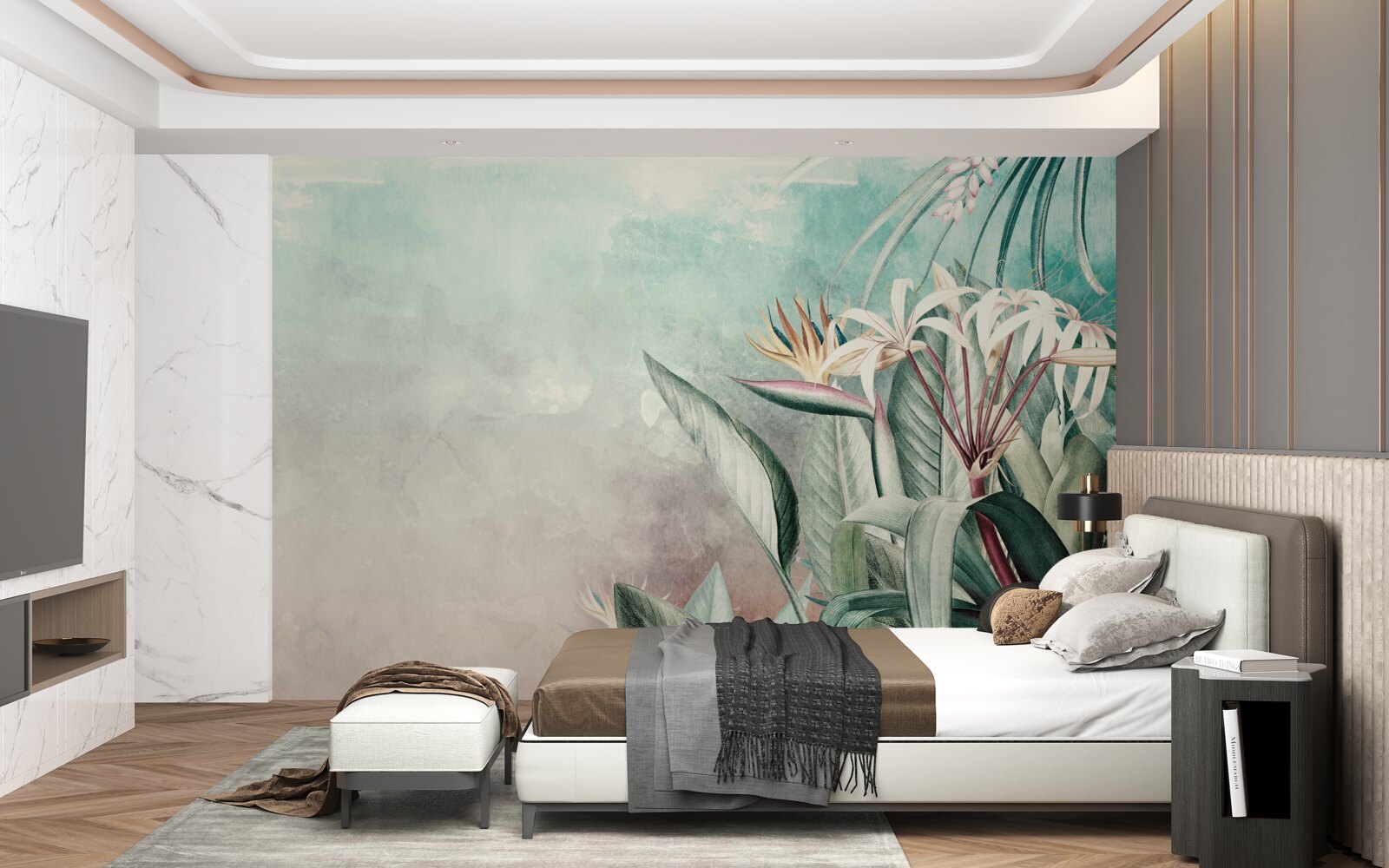 Fotobehang modieus groen blad