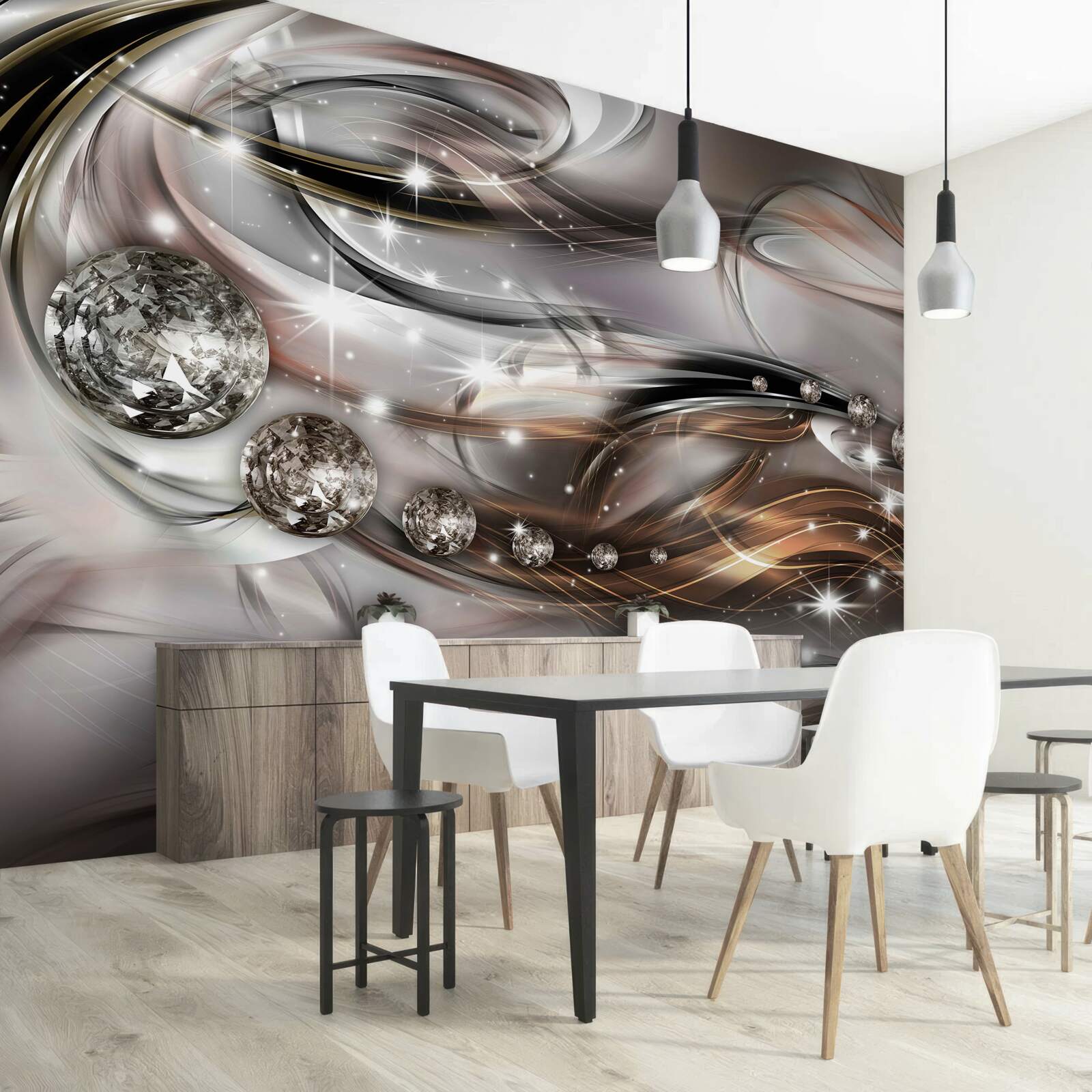 Fotobehang ontwerp met kristallen in vectorformaat