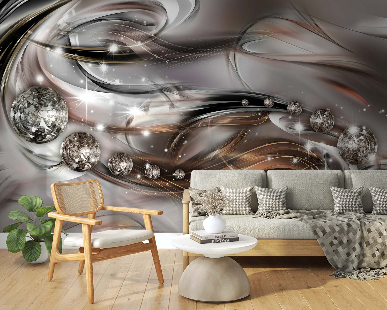 Fotobehang ontwerp met kristallen in vectorformaat