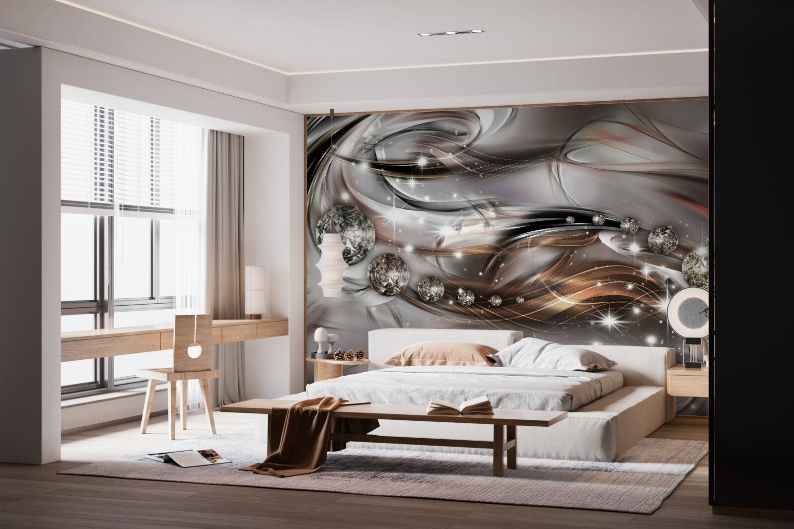 Fotobehang ontwerp met kristallen in vectorformaat