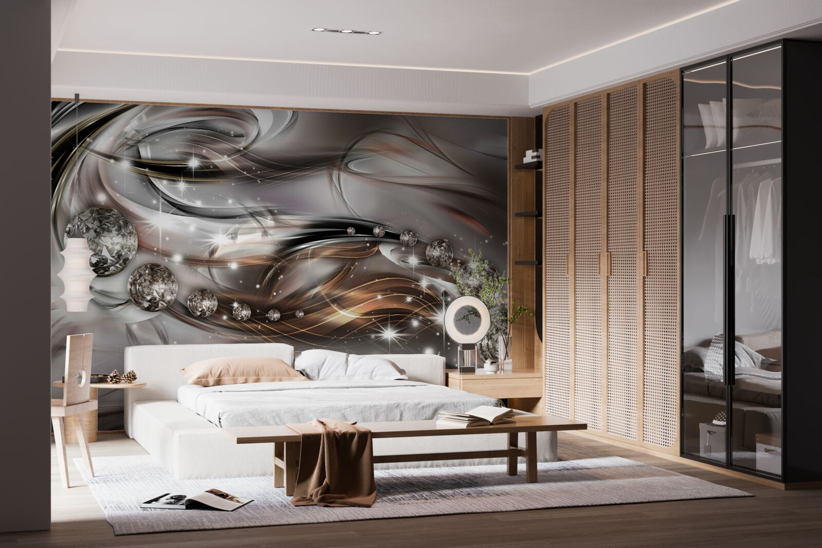 Fotobehang ontwerp met kristallen in vectorformaat