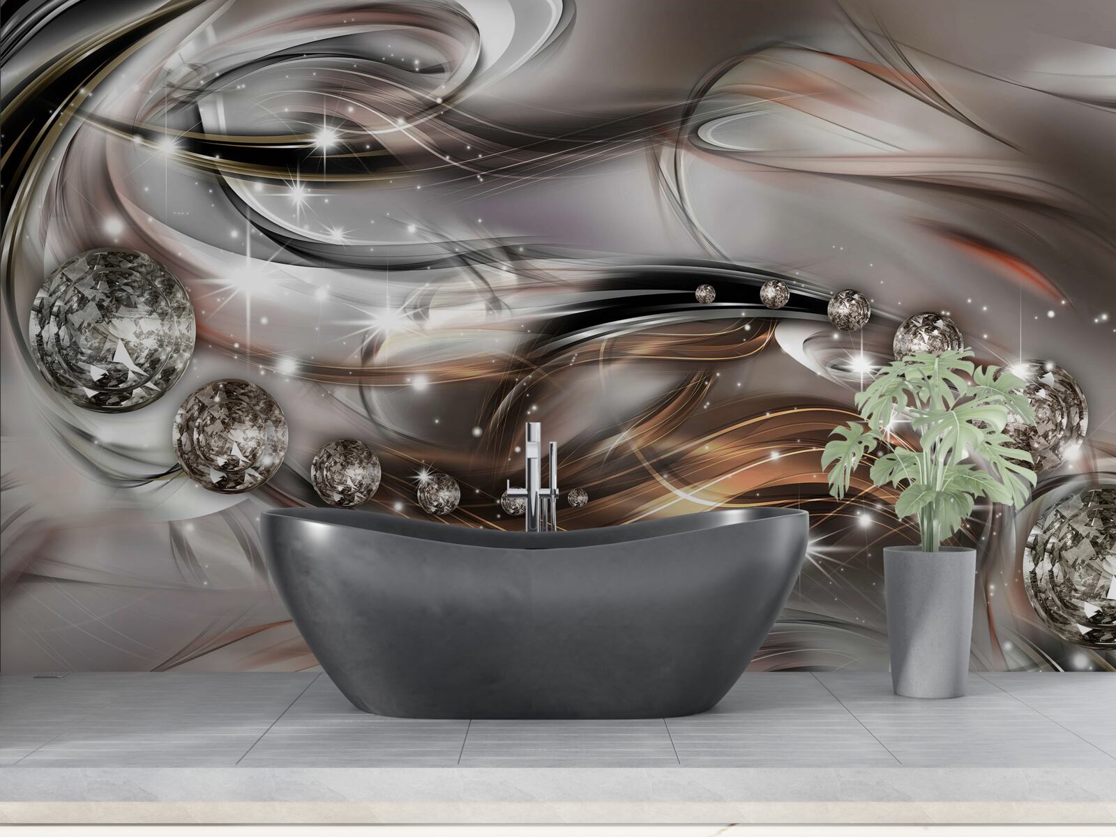 Fotobehang ontwerp met kristallen in vectorformaat