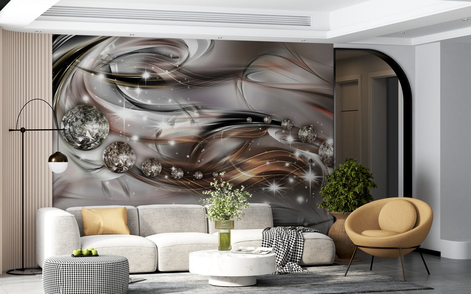 Fotobehang ontwerp met kristallen in vectorformaat