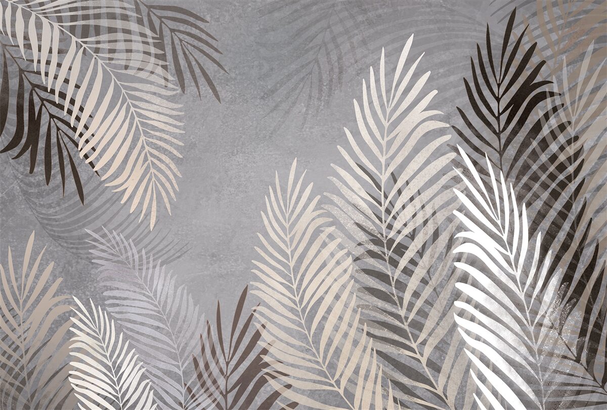 Fotobehang de grote dunne bladeren zijn wit