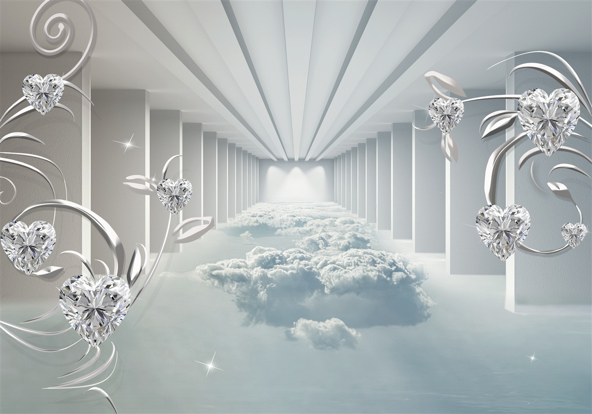 Fotobehang lange witte gang