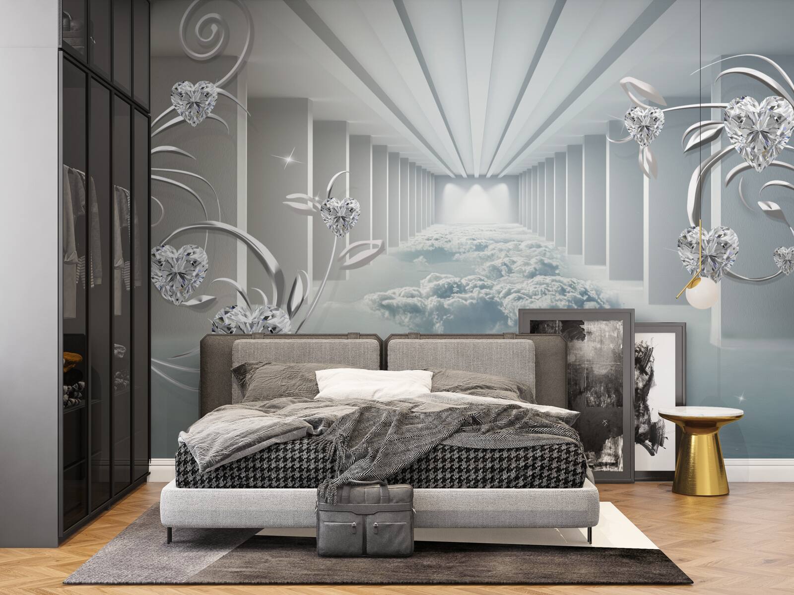 Fotobehang lange witte gang