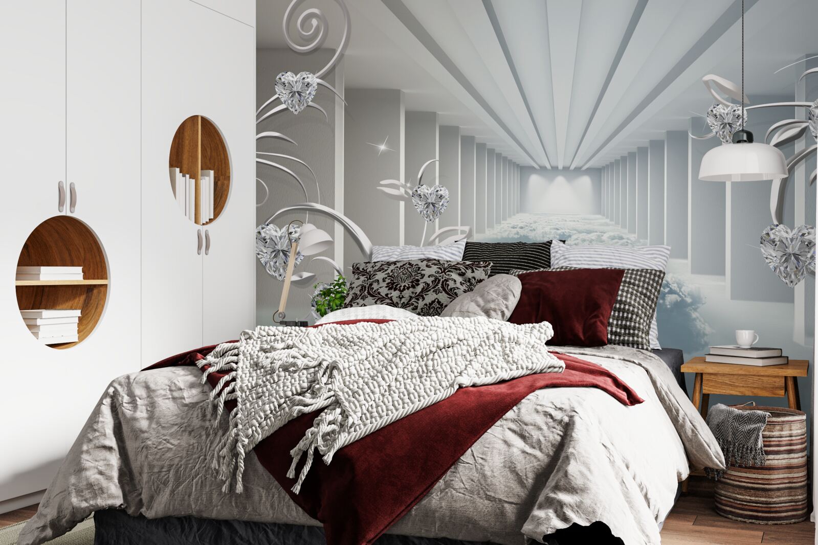 Fotobehang lange witte gang