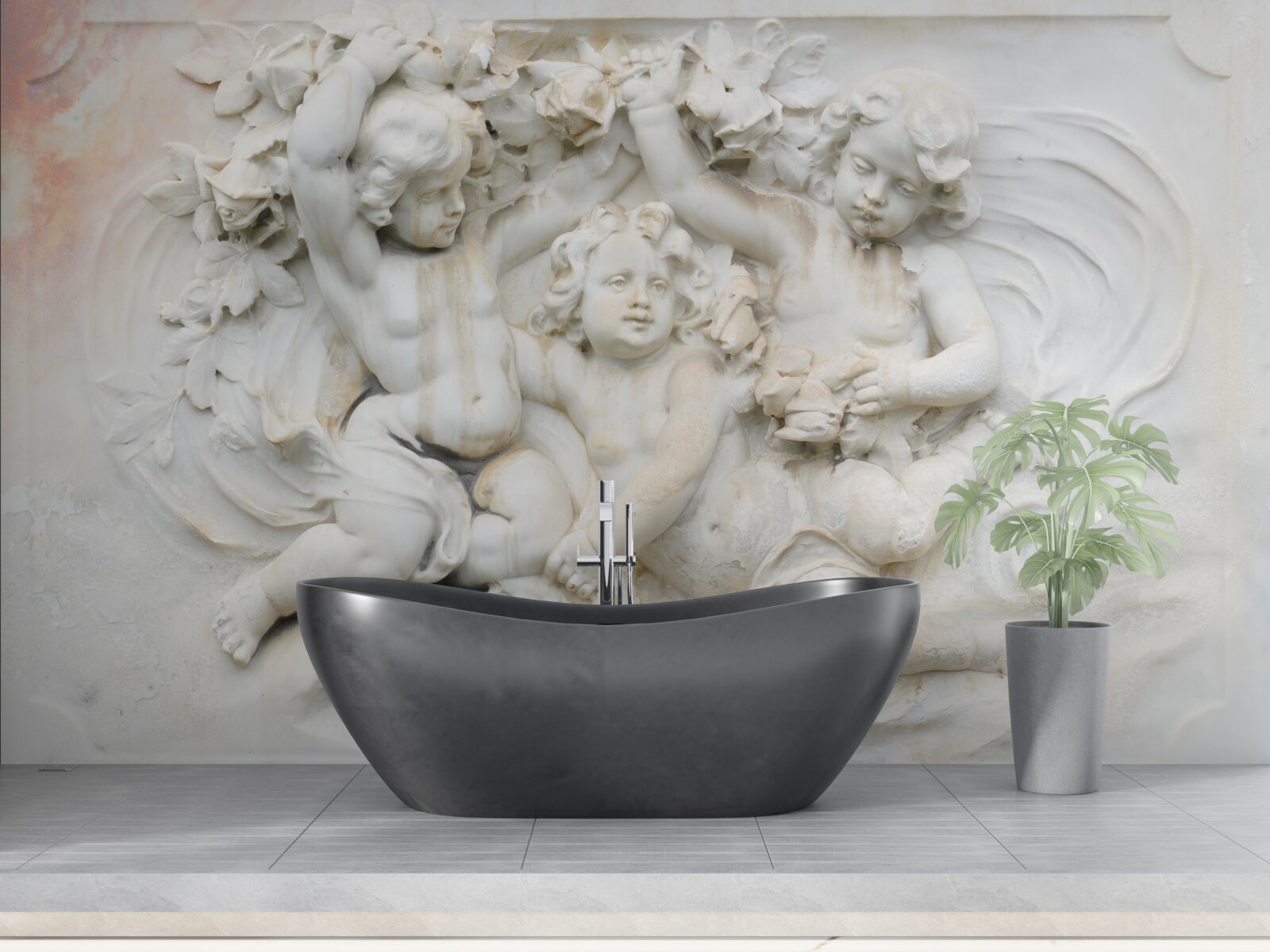 Fotobehang stenen beelden van engelen