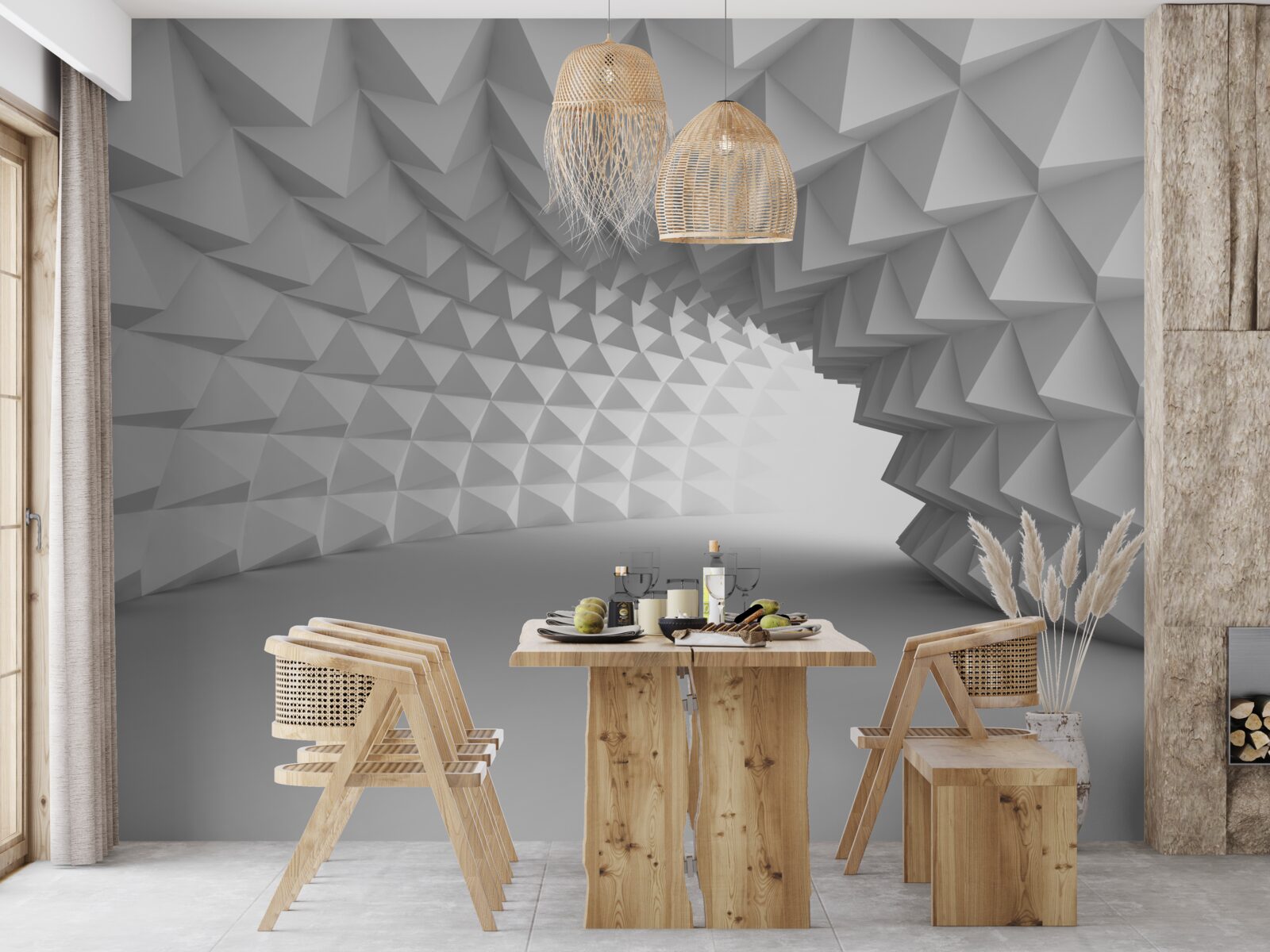 Fotobehang witte tunnelgang