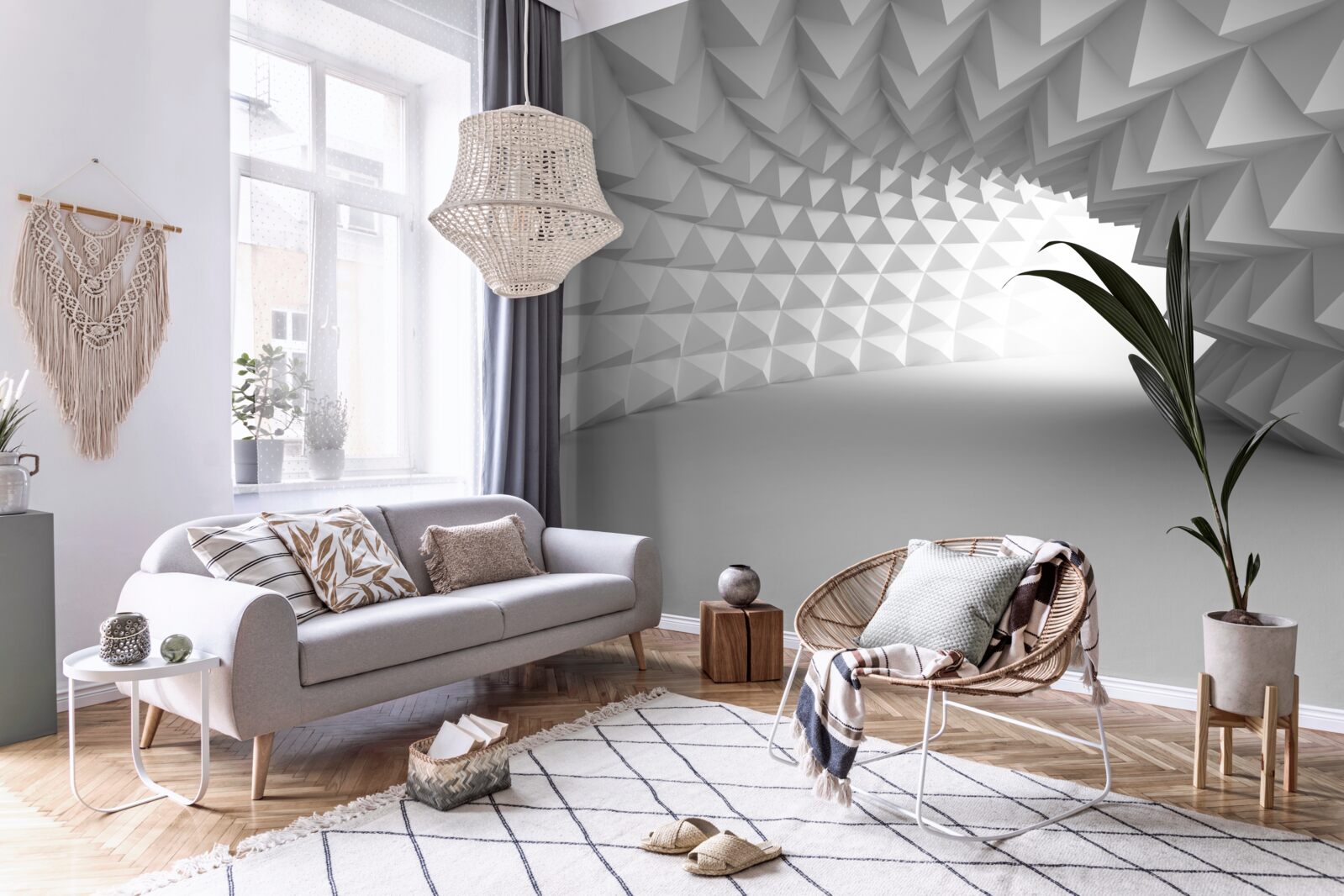 Fotobehang witte tunnelgang