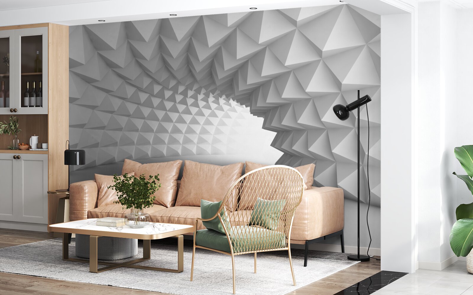 Fotobehang witte tunnelgang