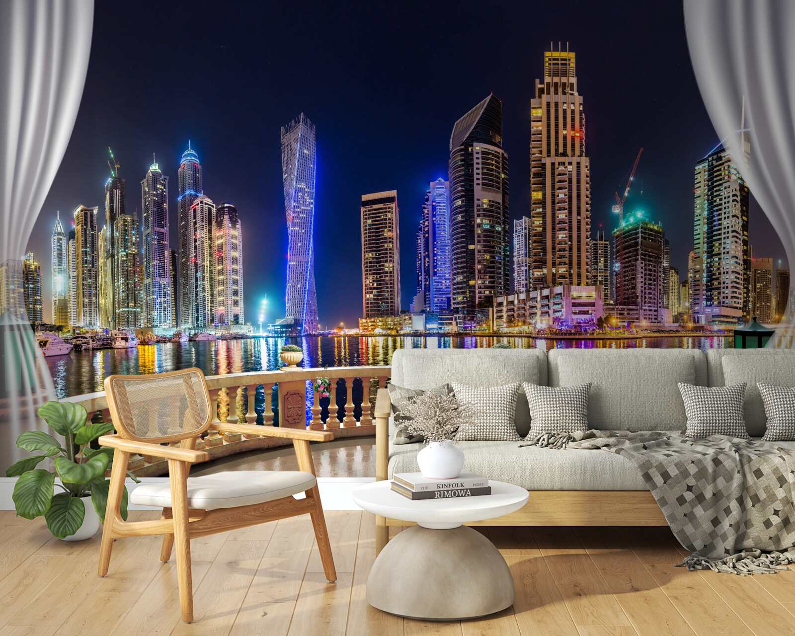 Fotobehang de stad ziet er 's nachts ongelooflijk mooi uit