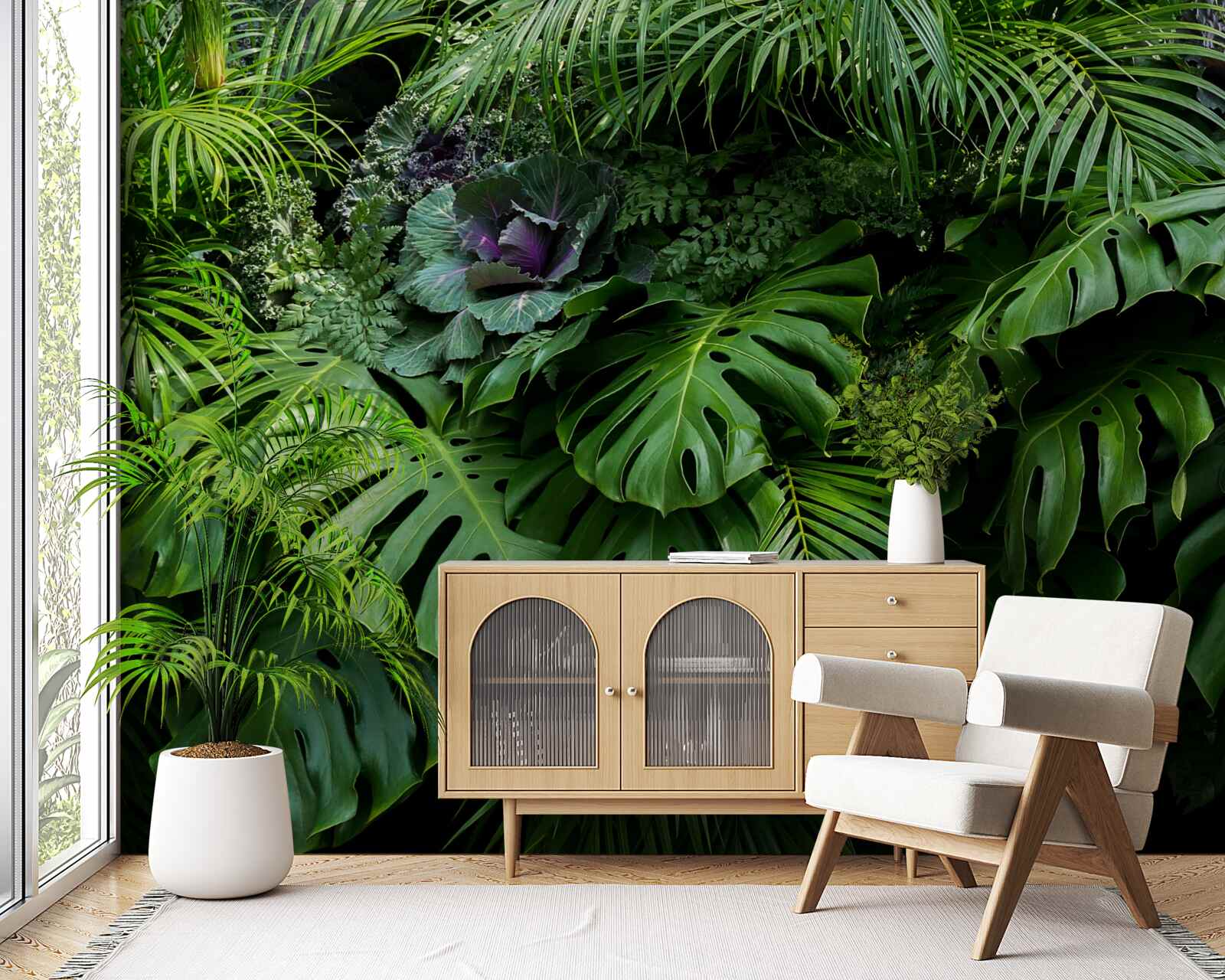 Fotobehang grote groene bladeren