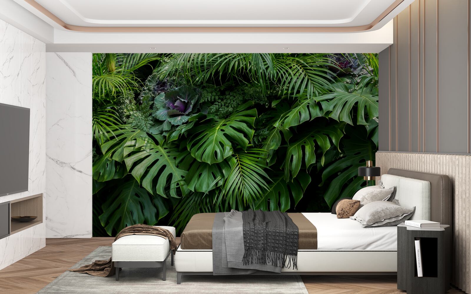 Fotobehang grote groene bladeren