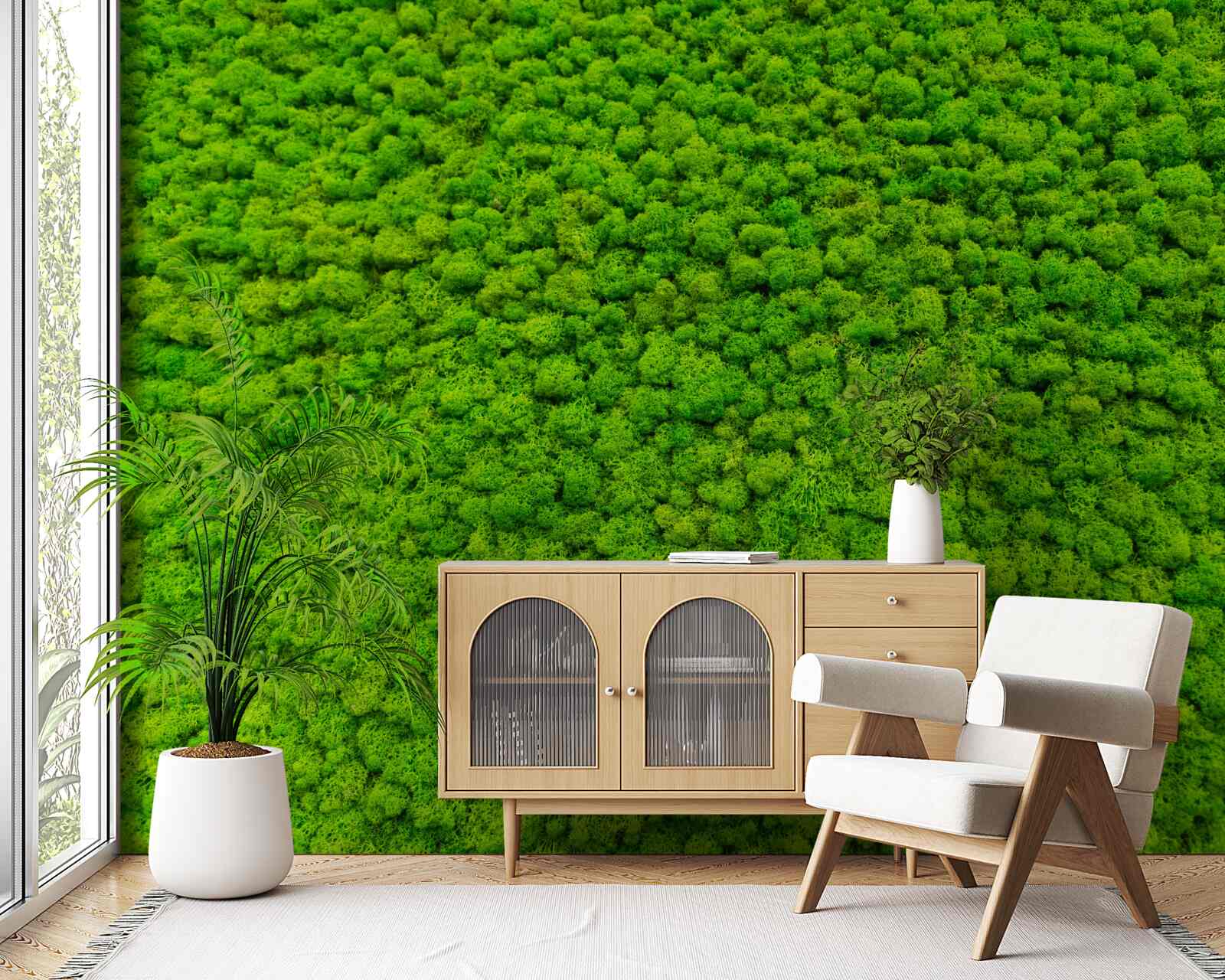 Fotobehang uitzicht op een groen blad vanaf een hoog punt