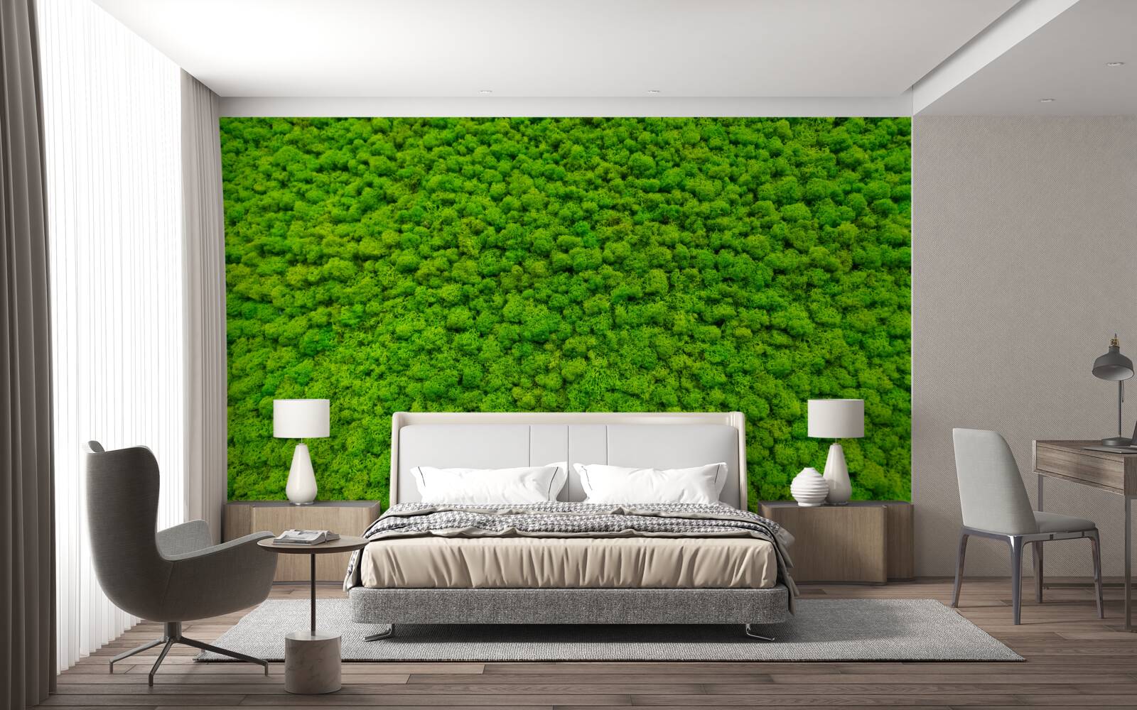 Fotobehang uitzicht op een groen blad vanaf een hoog punt