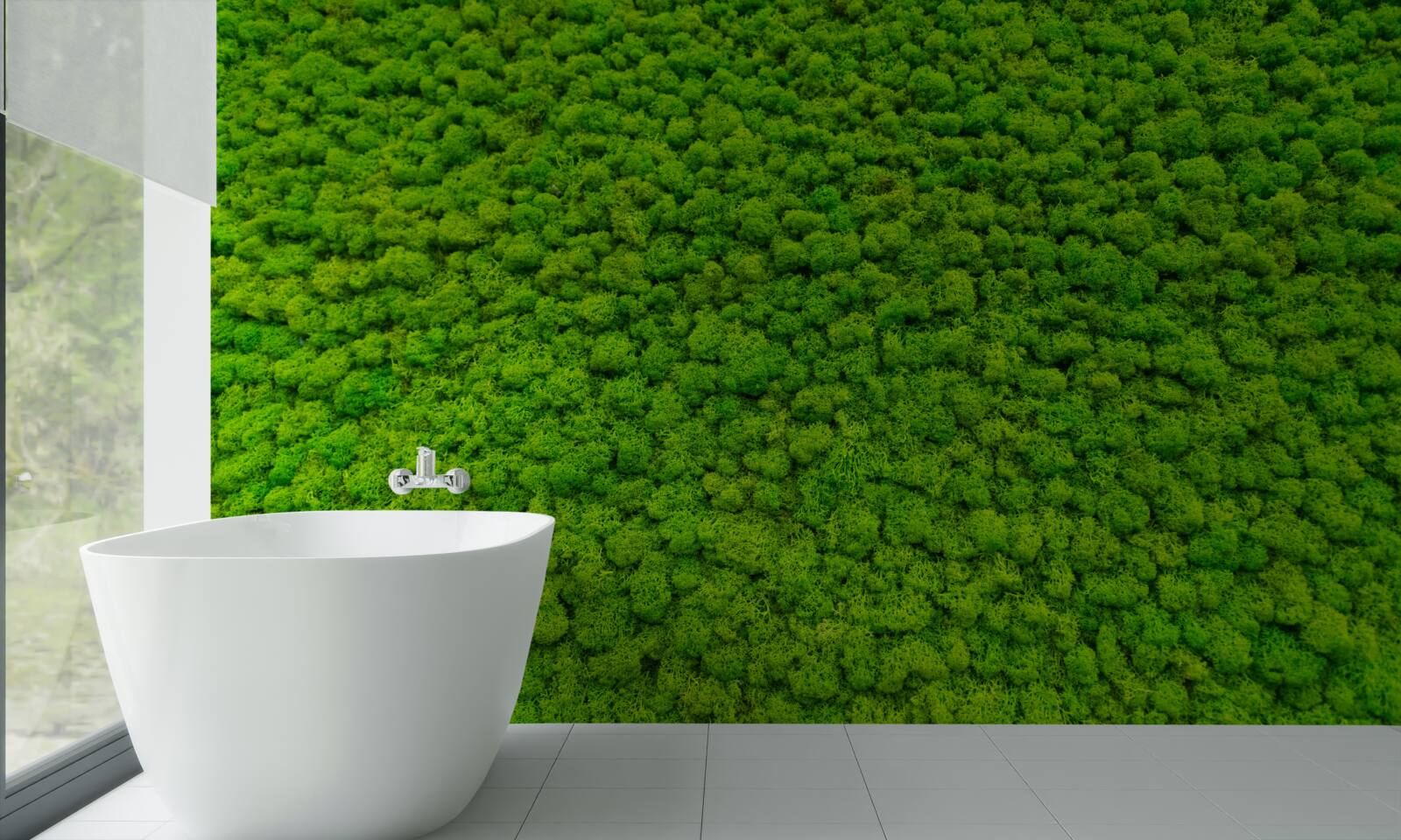 Fotobehang uitzicht op een groen blad vanaf een hoog punt