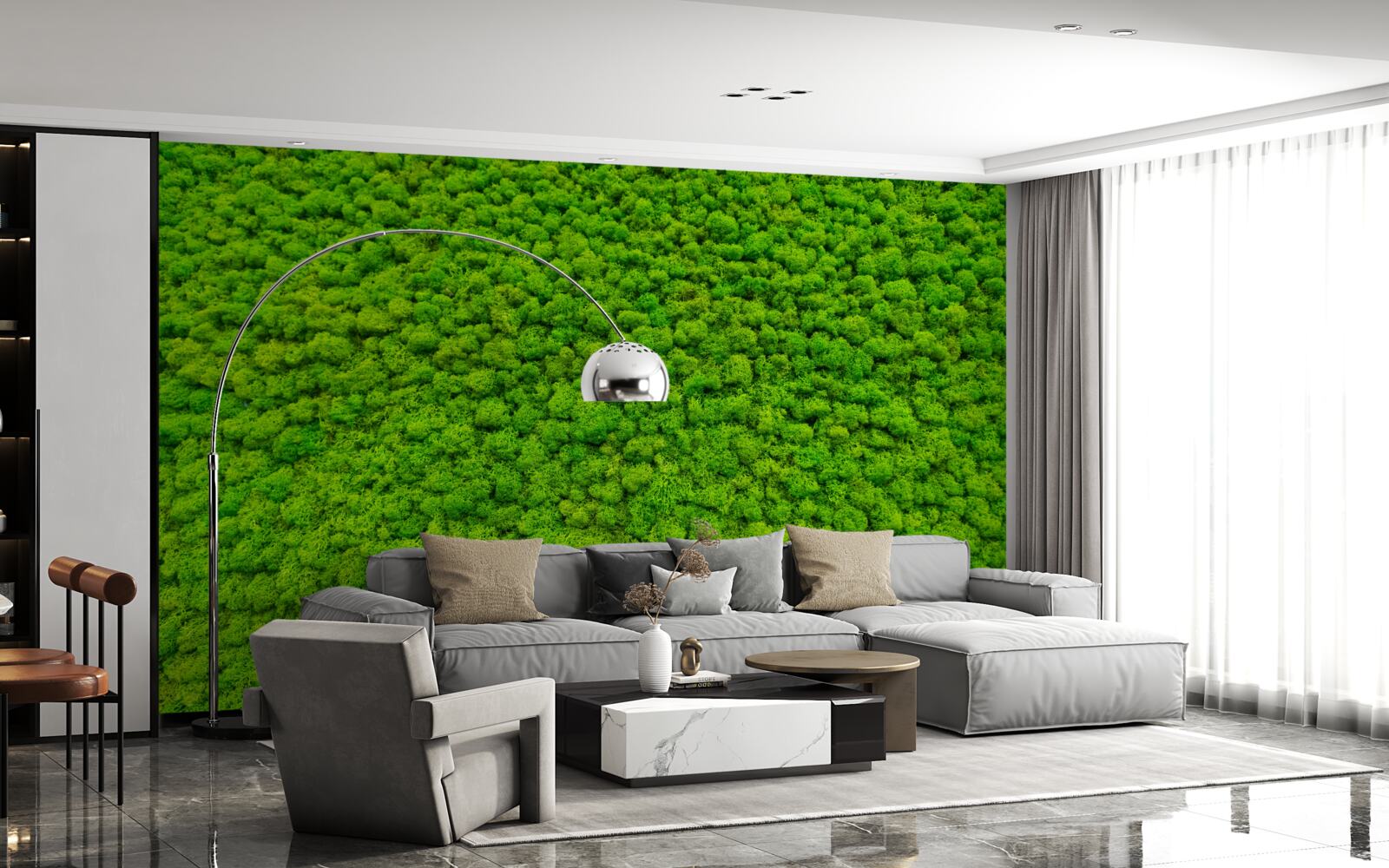 Fotobehang uitzicht op een groen blad vanaf een hoog punt