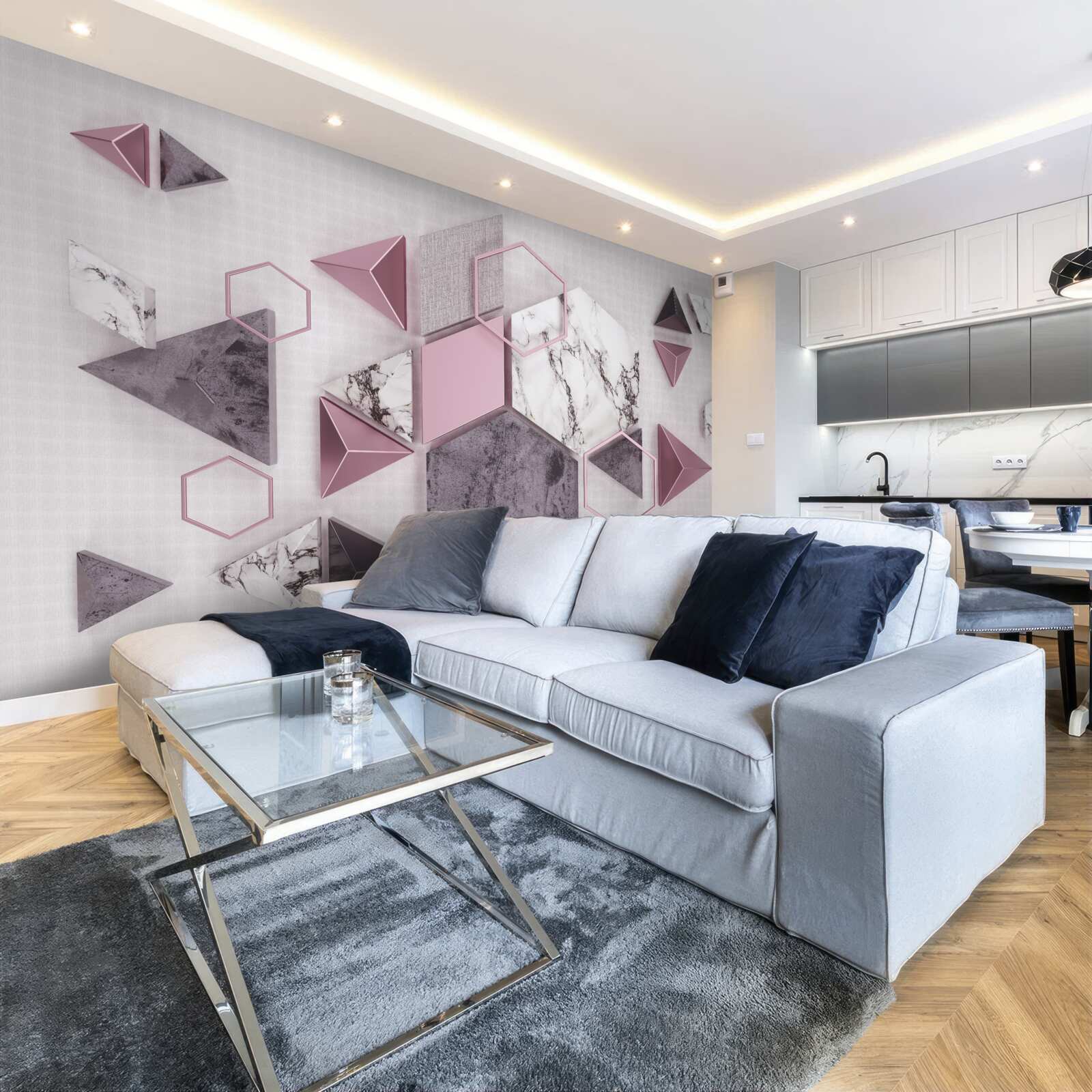 Fotobehang gemarmerde geometrische afbeeldingen