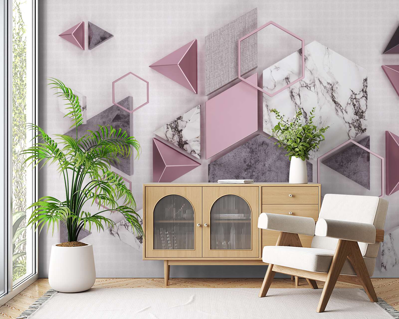 Fotobehang gemarmerde geometrische afbeeldingen