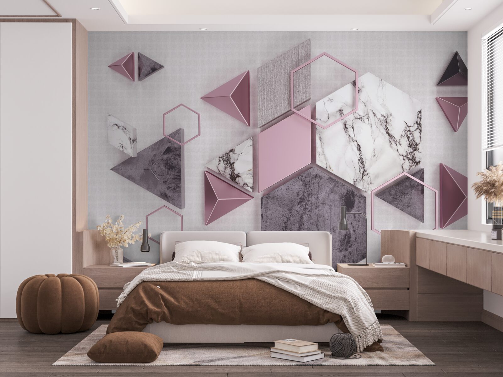 Fotobehang gemarmerde geometrische afbeeldingen