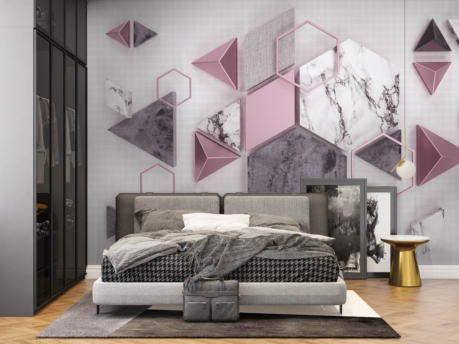 Fotobehang gemarmerde geometrische afbeeldingen