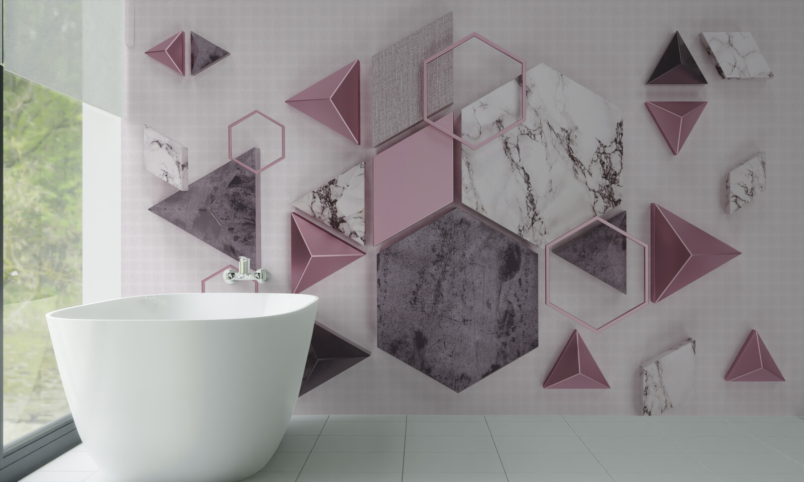 Fotobehang gemarmerde geometrische afbeeldingen