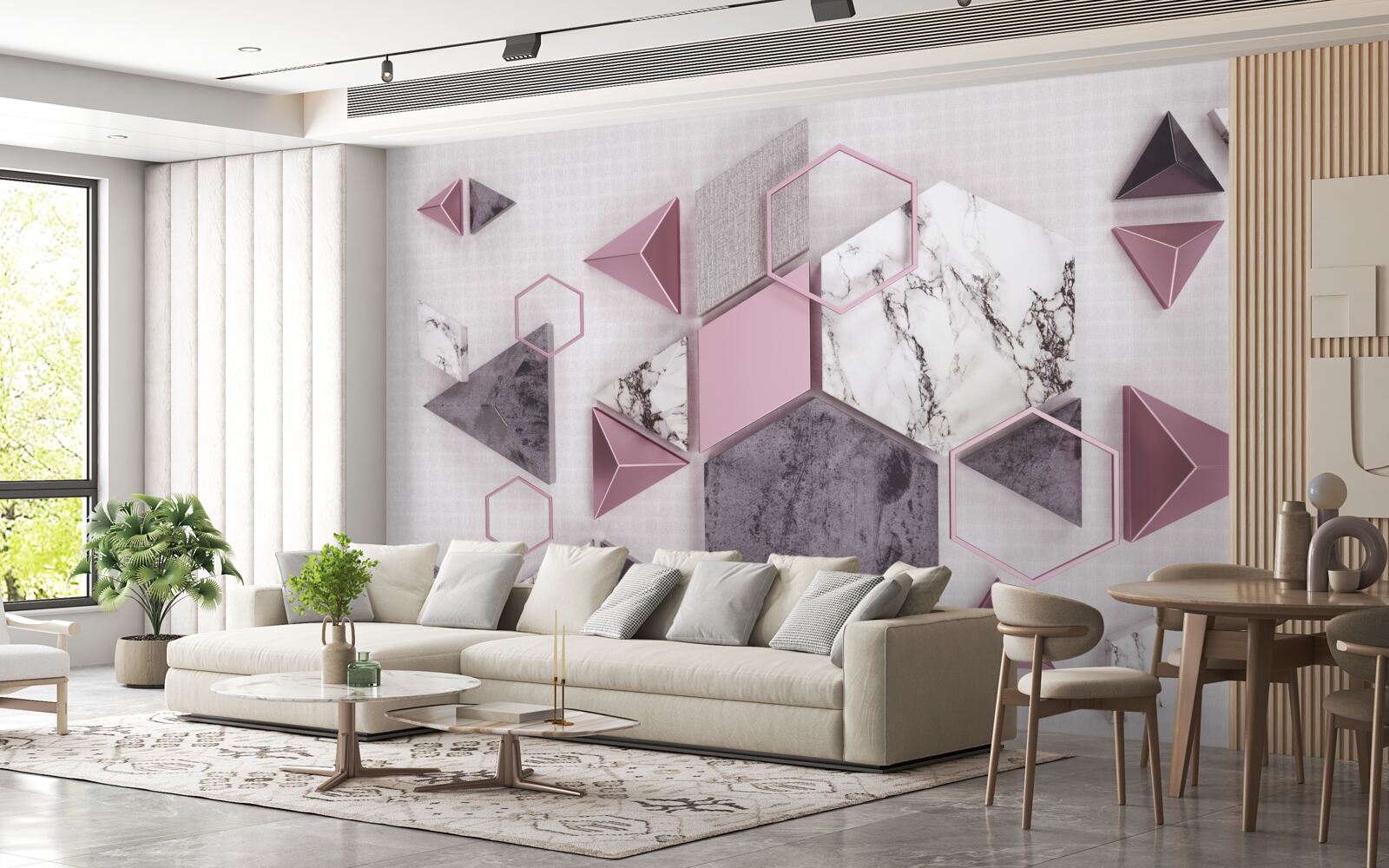 Fotobehang gemarmerde geometrische afbeeldingen