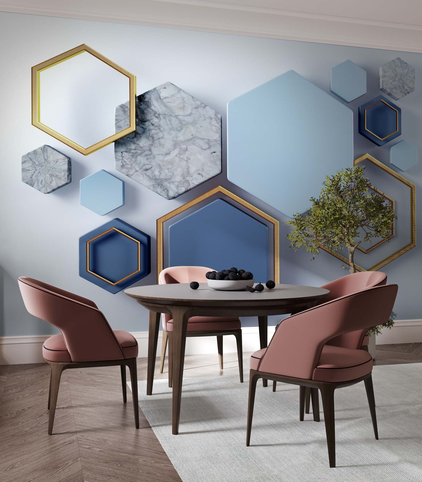 Fotobehang geometrisch abstract ontwerp met zeshoeken