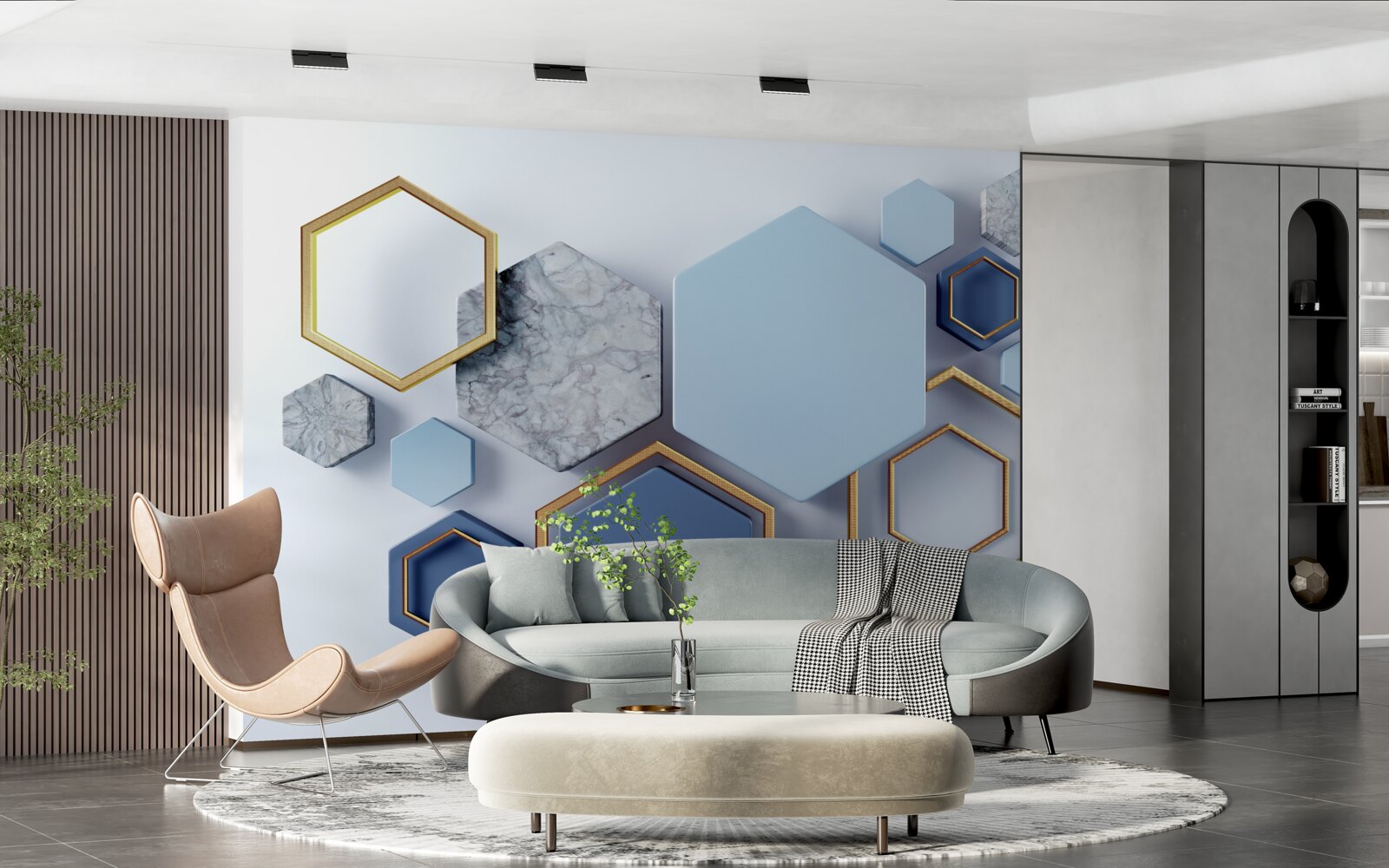 Fotobehang geometrisch abstract ontwerp met zeshoeken