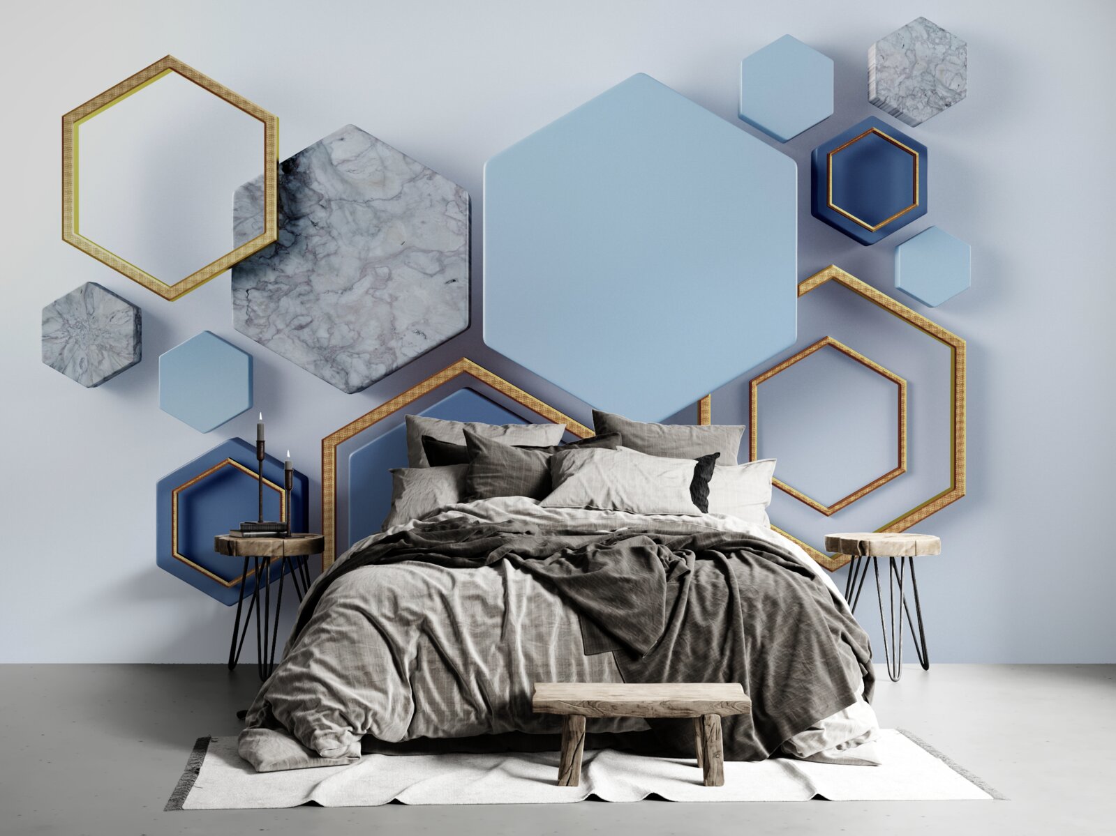 Fotobehang geometrisch abstract ontwerp met zeshoeken