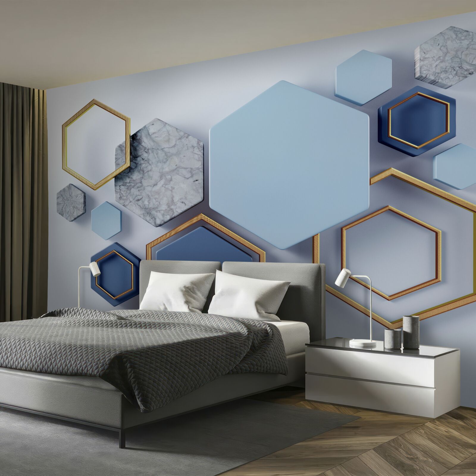 Fotobehang geometrisch abstract ontwerp met zeshoeken