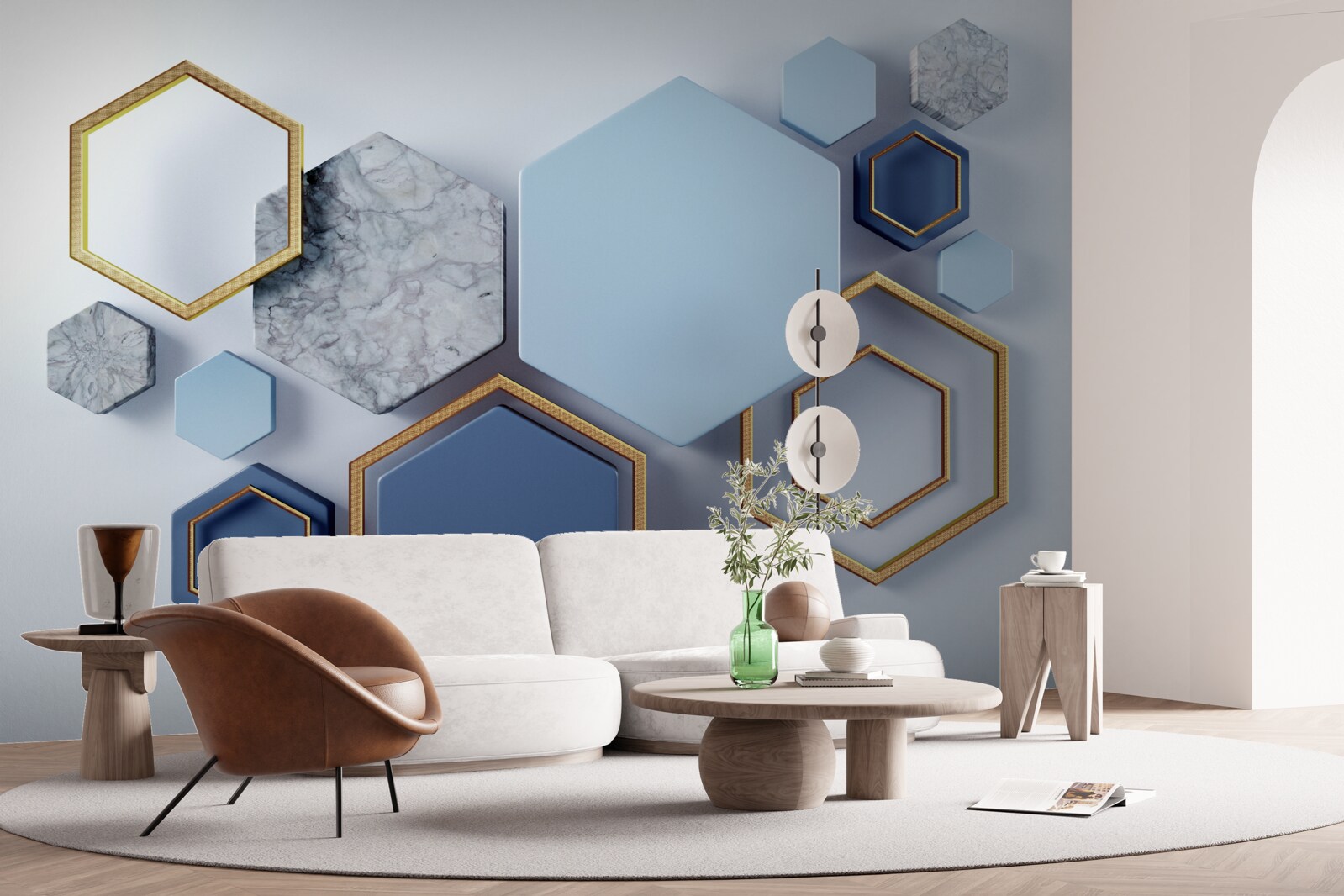 Fotobehang geometrisch abstract ontwerp met zeshoeken