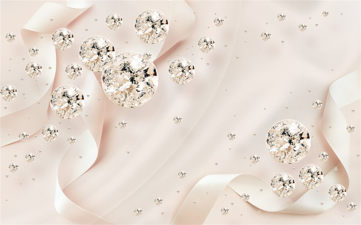 Fotobehang witte diamanten op een delicate roze achtergrond