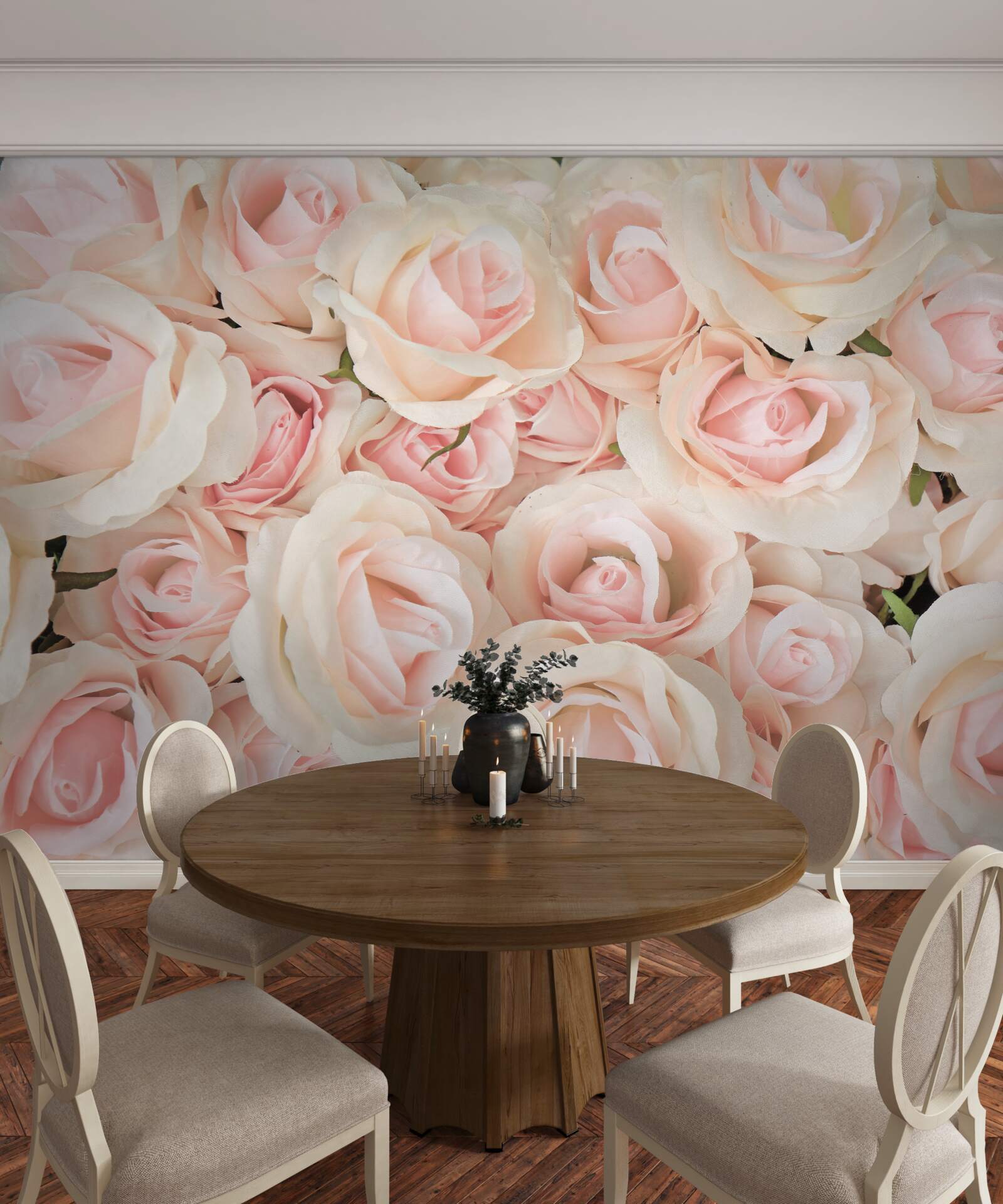 Fotobehang veel delicate roze rozen