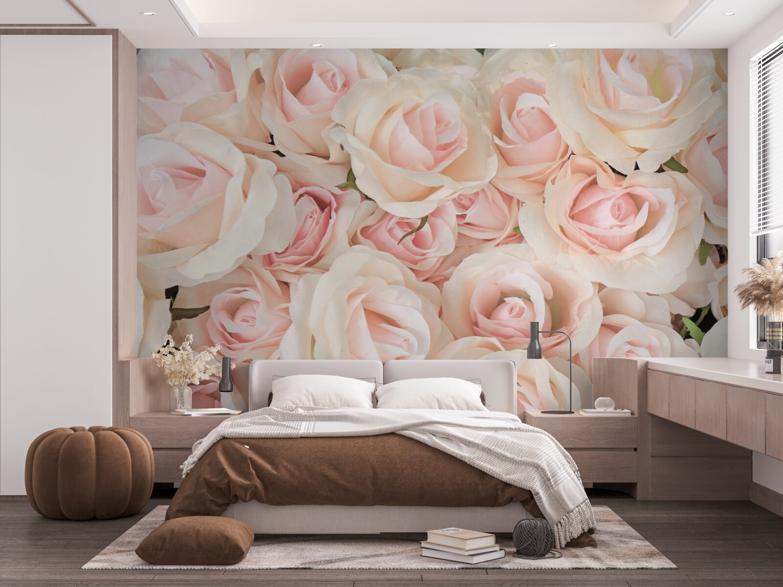 Fotobehang veel delicate roze rozen