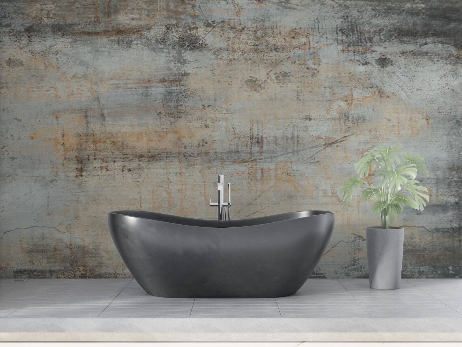 Fotobehang grijze muur, beschadigd door de tijd