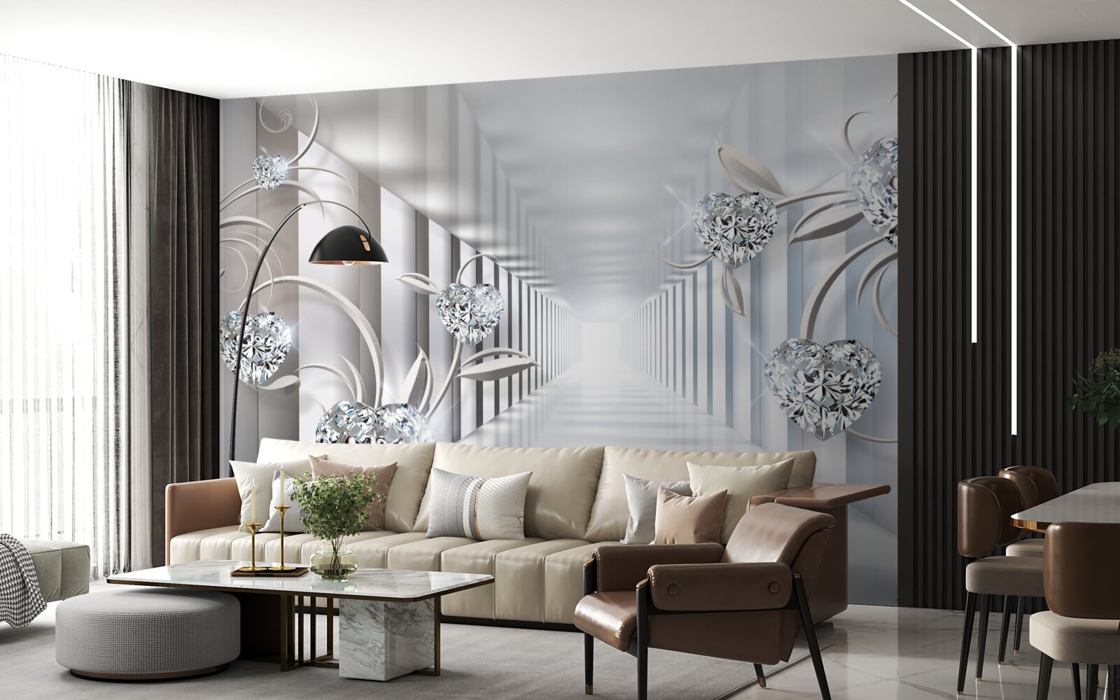 Fotobehang onveranderlijk wit, eindeloze doorgang