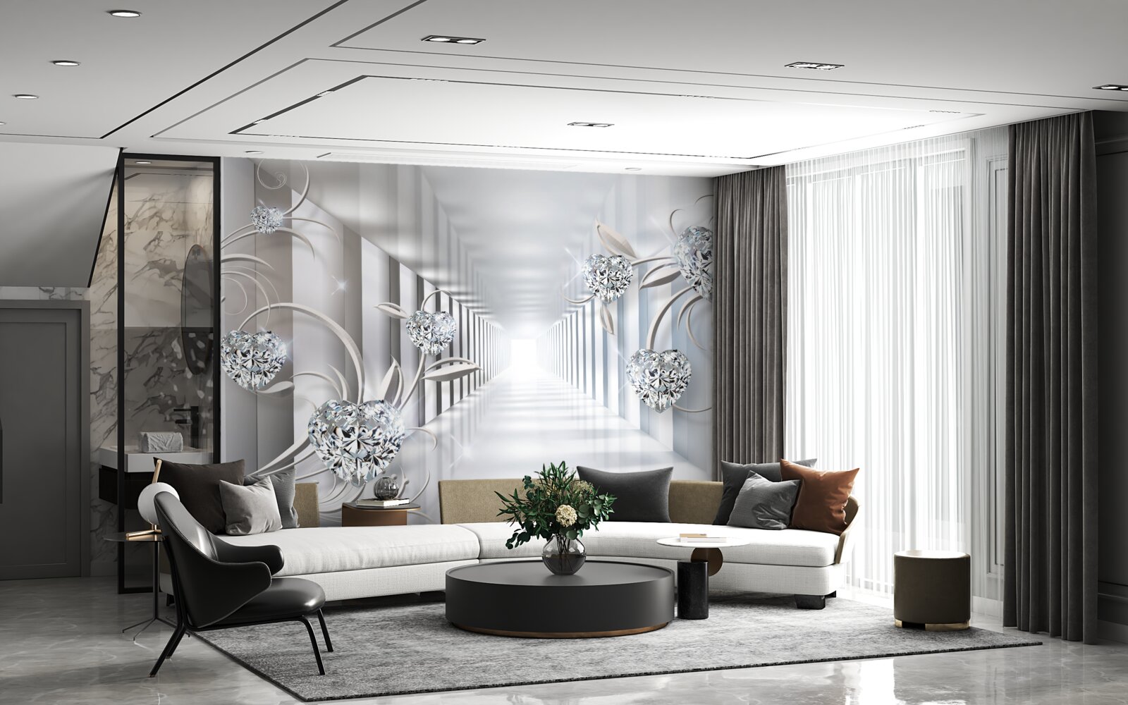 Fotobehang onveranderlijk wit, eindeloze doorgang