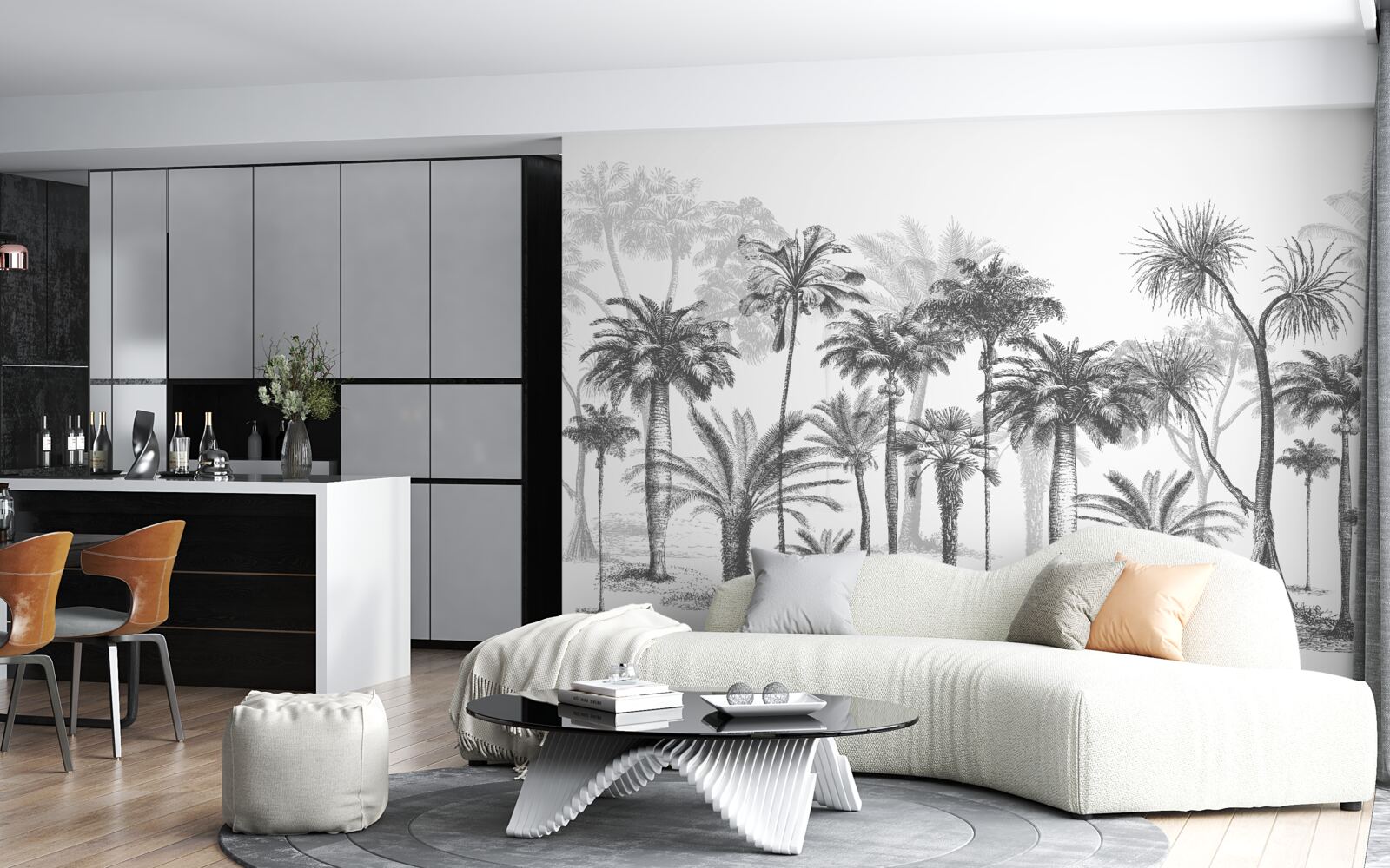 Fotobehang vector afbeelding van palmbomen