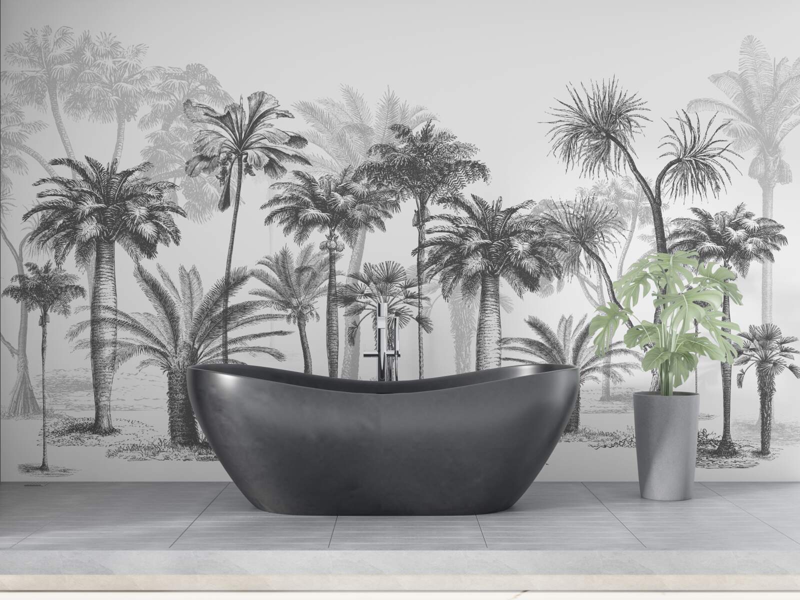 Fotobehang vector afbeelding van palmbomen